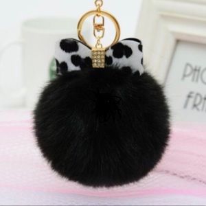 Black Bow Animal Print Purse Charm Keychain New